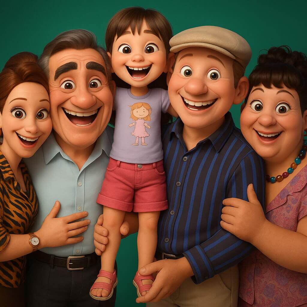 герои сериала Сваты в стиле студии Pixar